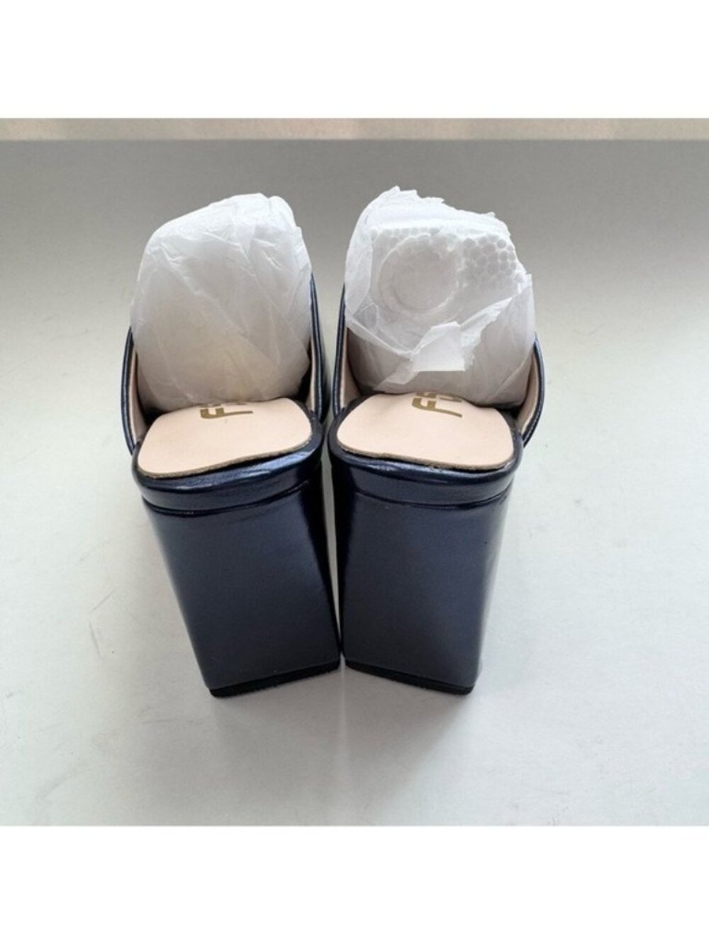 Women Mules Slip On High Heel Mule Dark Blue Size 8 FSJ - Picture 4 of 12